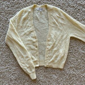 Madewell Alpaca Blend V Neck Light Butter Yellow Button Up Cardigan Sweater XXS